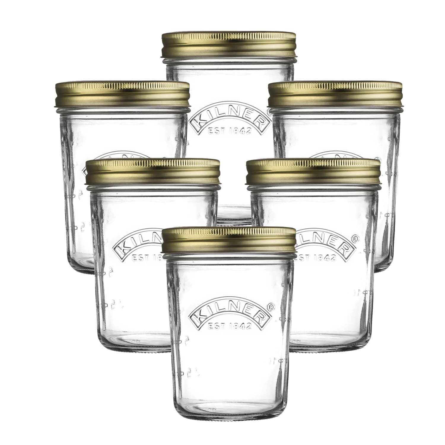 Kilner Wide Mouth Screw Top Lid Preserving Glass Jar 0.35 Litre Transparent (Pack of 6)