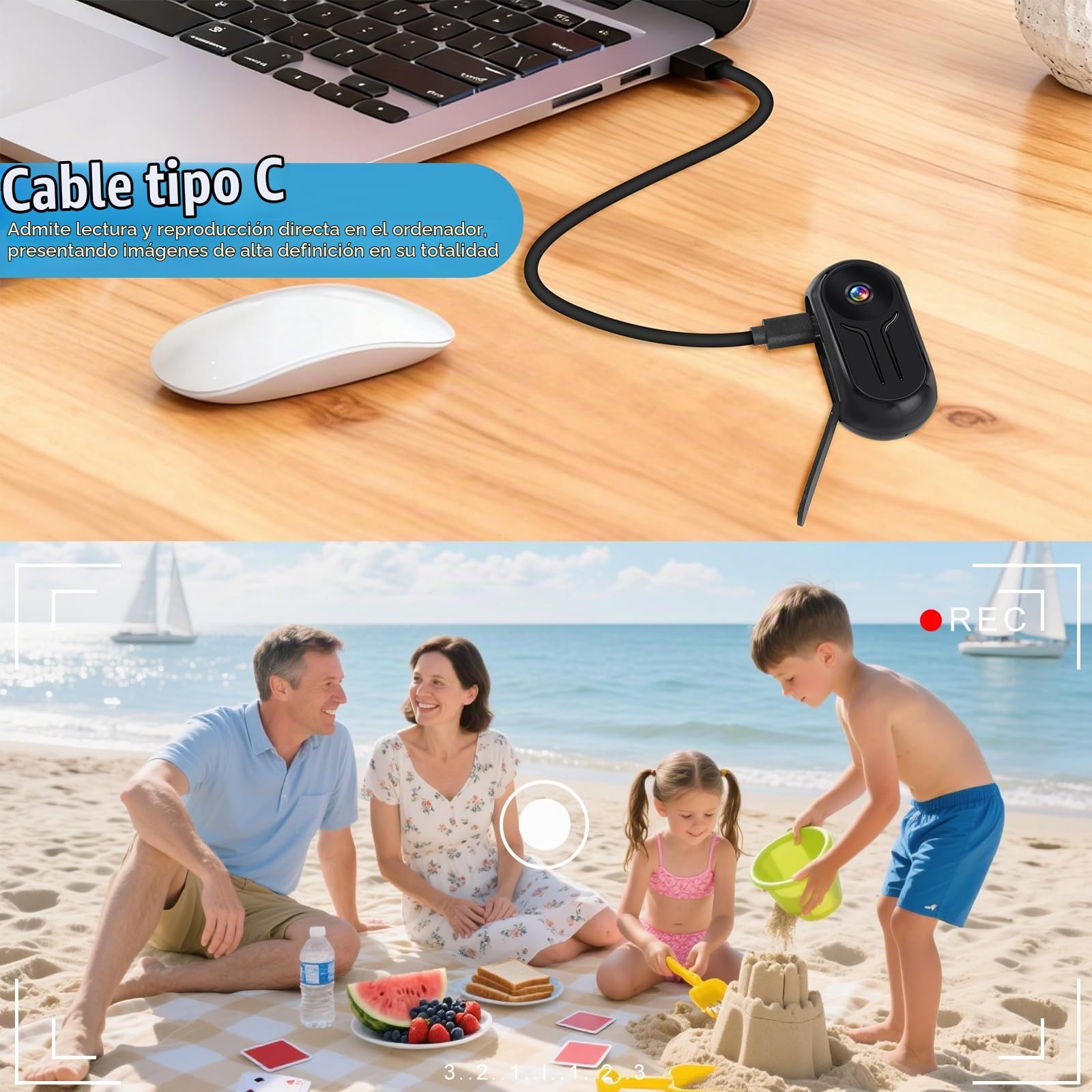 OBEST Mini Camara Deportiva WiFi Cámara Accion 2K 360 Cámara Casco Moto | Bodycam Magnética con Pantalla 0,85" Visión Nocturna, Vlog POV Camera Corporal Video Esquí Ciclismo Viaje, Negro