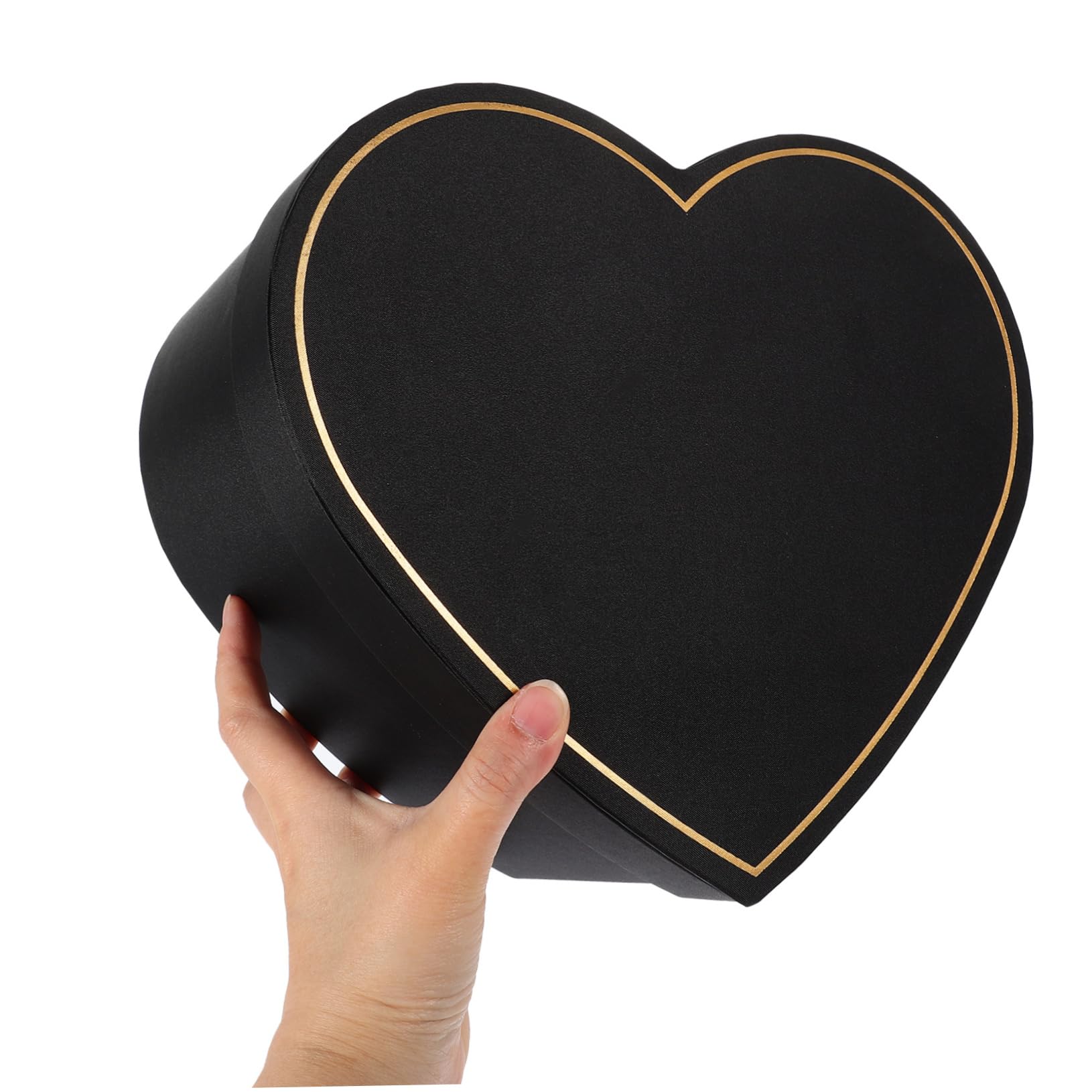 WEKAMOS Herzförmige Geschenkbox Schwarz mit Deckel Stoff Langlebig Aufbewahrungsbox für Kleine Gegenstände Geschenkverpackung für Alltag und Dekoration