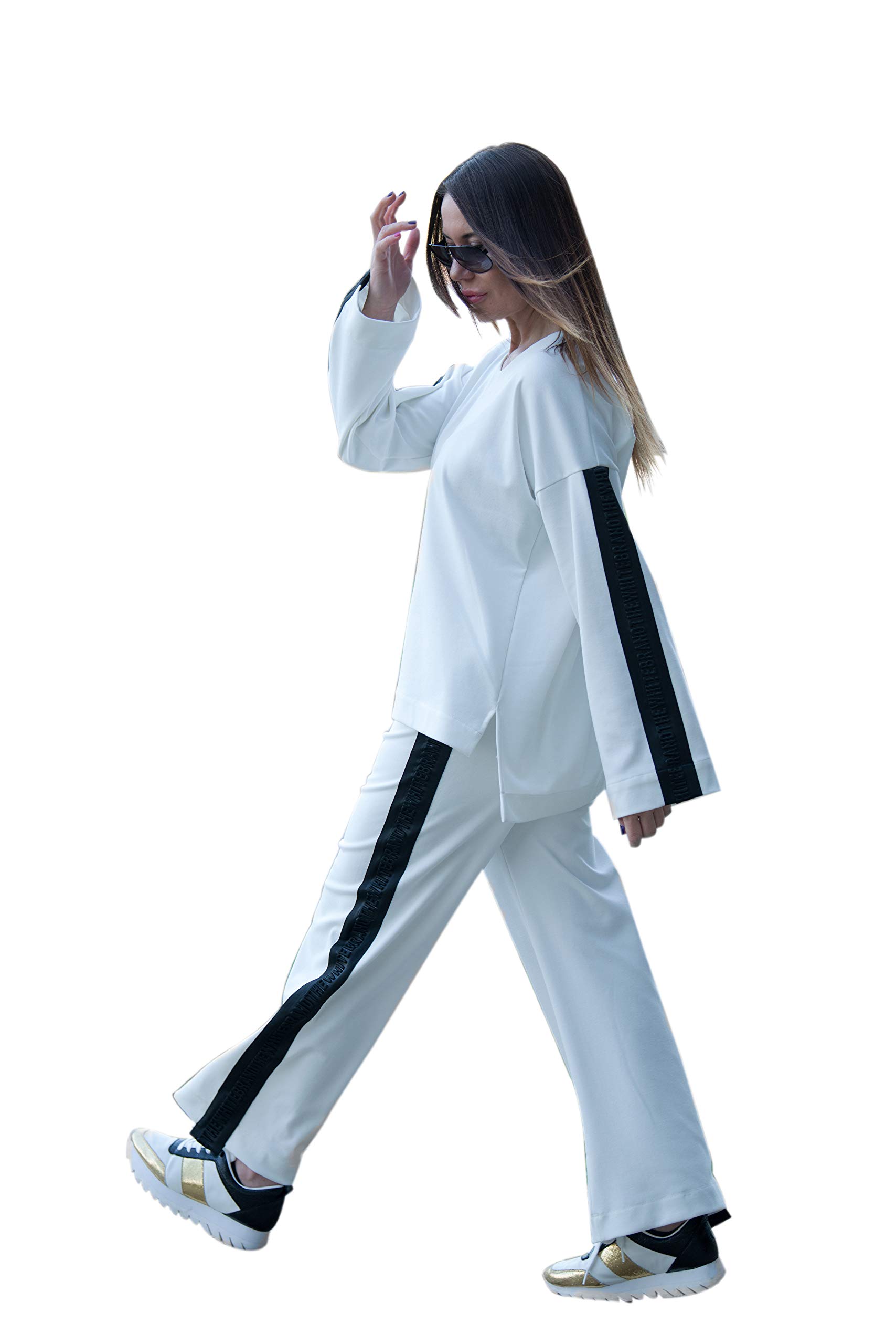 Survêtement grande taille pour femme - Ensemble à manches longues - 2 pièces - Chemisier ample et pantalon - Tenue de sport