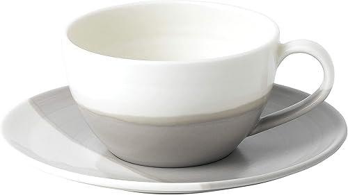 Royal Doulton Coffee Studio - Juego de tazas y platillos de capuchino, 1 unidad (paquete de 1), color gris