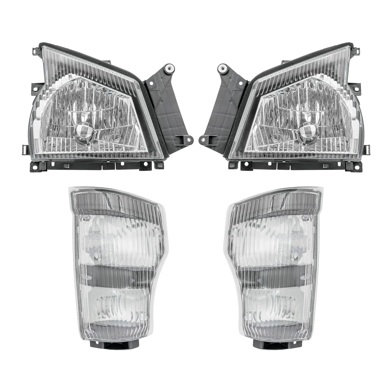 Nozue For 2004-2007 Isuzu NPR NQR/2005-2007 GMC W-4500,Driver& Passenger Side Halogen Headlights Assembly&Corner Lights w/Wiring Harnesses