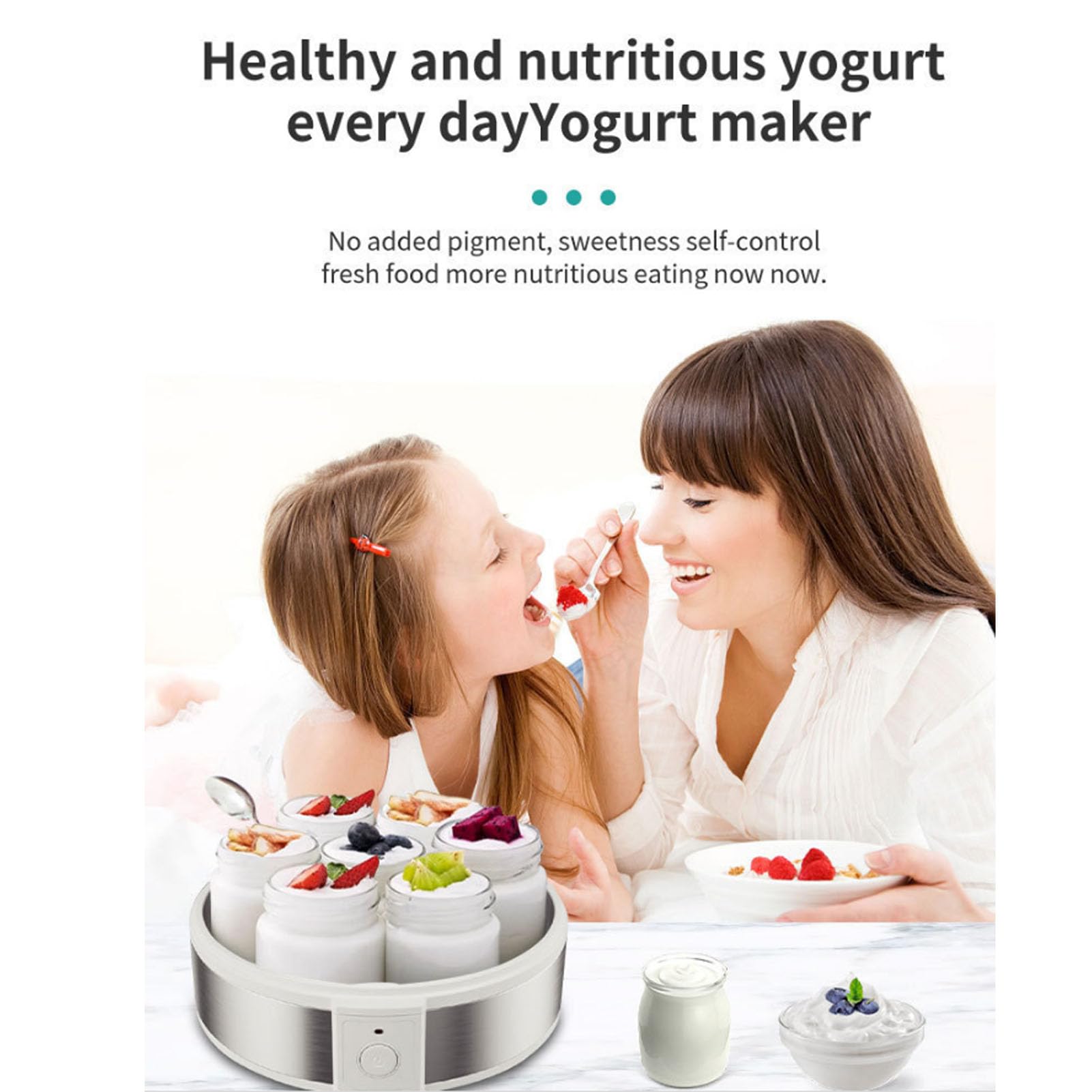 Haofy Yogurtiera 7 Vasetti di Vetro con Controllo della Temperatura per Yogurt Greco Fatto in Casa, Snack Salutari, Cucine Compatte, Vita in, Uso Quotidiano