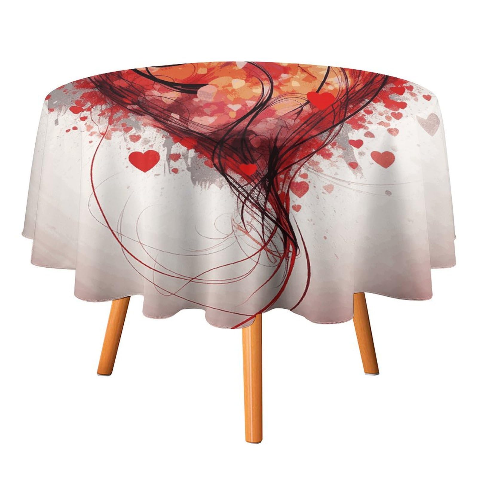 Nappe ronde en polyester à motif cœur abstrait Ø 178 cm pour table de jardin et intérieur