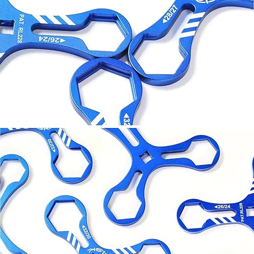 Miniatura 5 de ALEOED Herramienta de reparación de horquilla delantera de bicicleta 6 en 1, llave de enchufe de extracción de tapa superior para zorro y más,