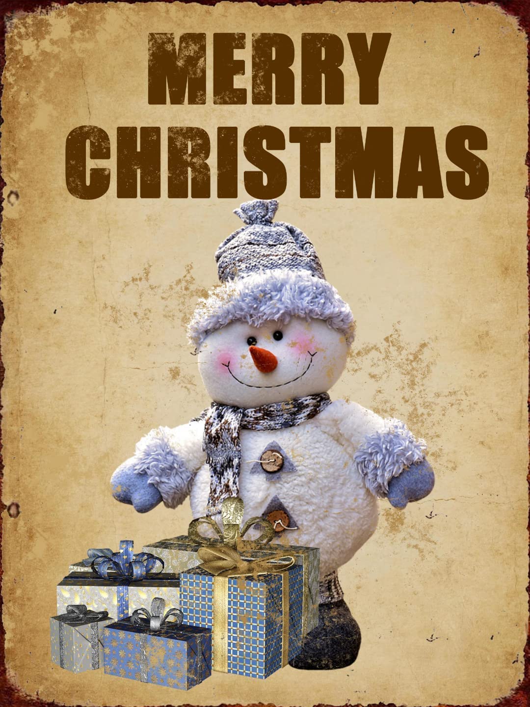 rayprint Snowman Christmas Decorations Metal Tin Signs Vintage Aluminum Posters Retro Plaque Farm Bedroom Bar Coffe Garage Kitchen Garden Party Decor 12x16Inches