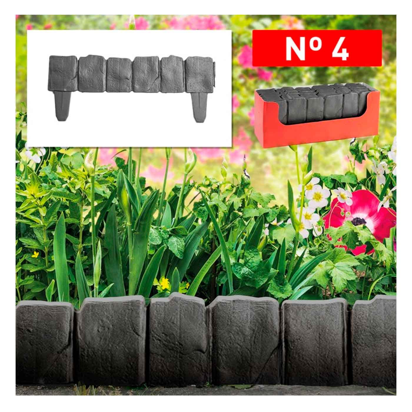 Bordo Per Aiuole Acan Tradineur In Plastica Flessibile, Effetto Legno Wengè, 24.5x57.5 Cm, Recinzione Decorativa Da Giardino - 2