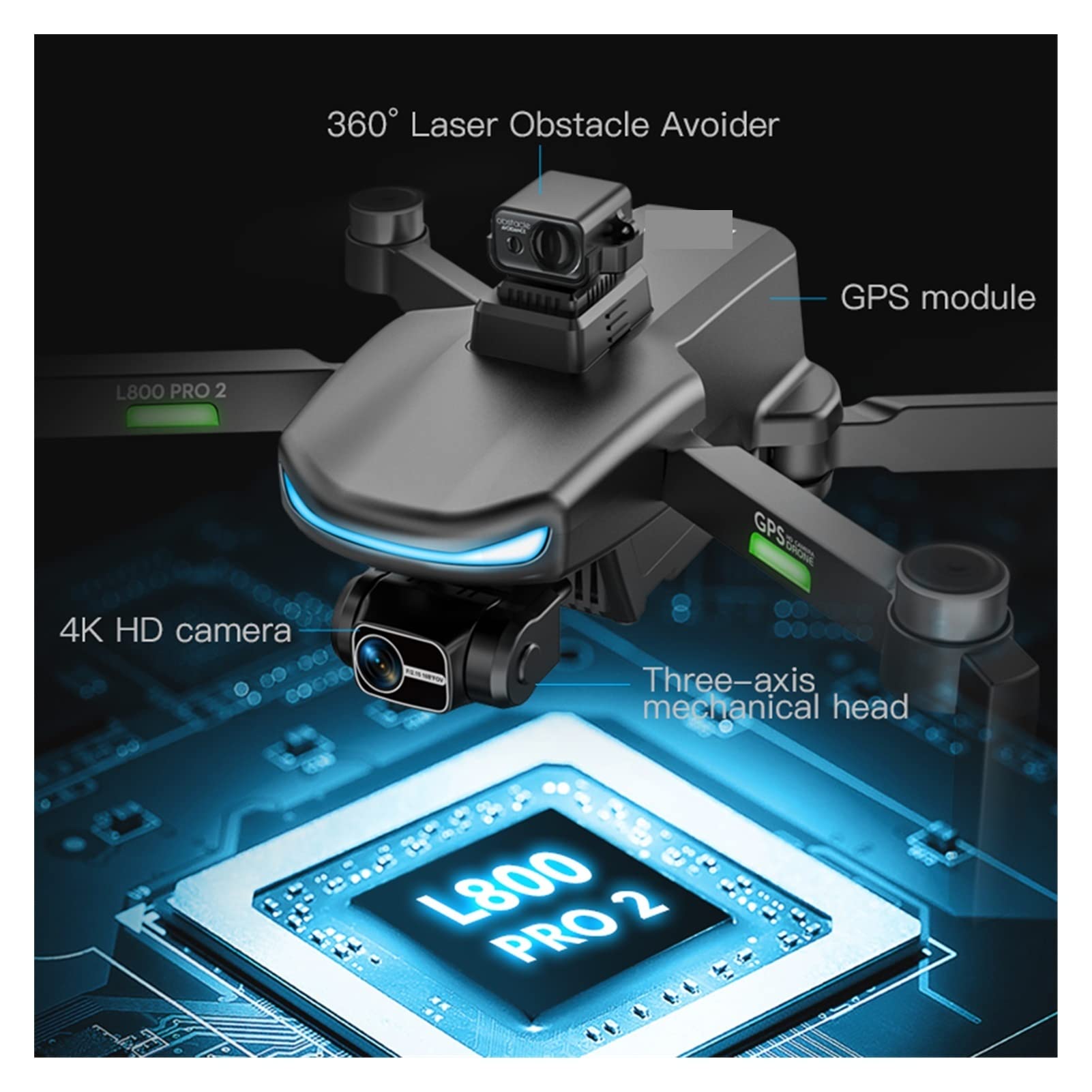 Składany dron Quadcopter GPS Drone 4K Professional 8K HD Podwójna kamera Unikanie przeszkód Trzygimbal Bezszczotkowy składany quadkopter (Kolor : Pomarańczowy 4K Backp 1B Rozmiar: 1) (Pro2 8K Bp 2B 1)