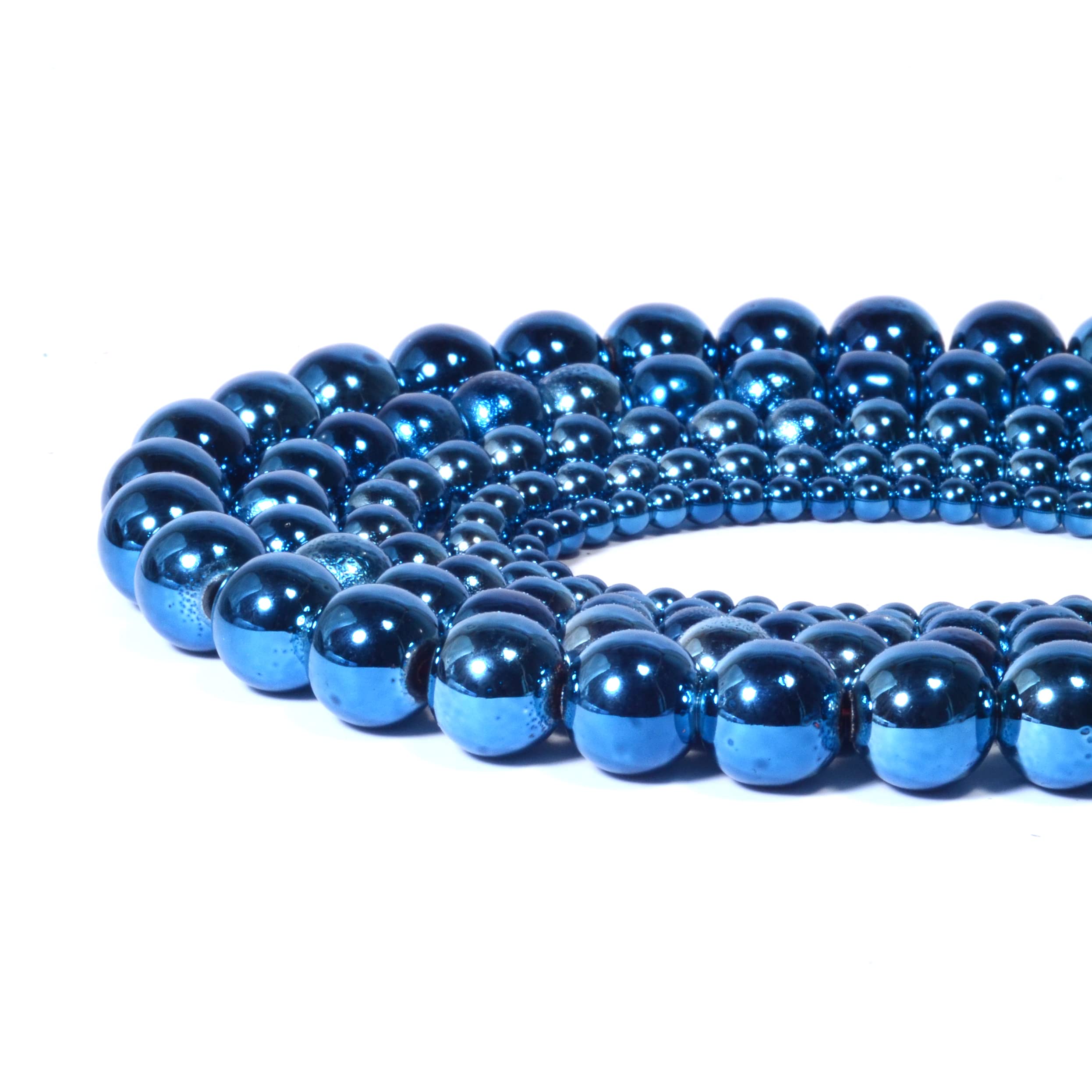 Star Eidolon Hematite Gemstone Beads Jewelry Stone Loose Beading Semi Healing Power Energy Stone for Jewelry Making DIY Necklace Bracelet Metallic Coated 1 Strand 15.5" (Blue, 6mm)