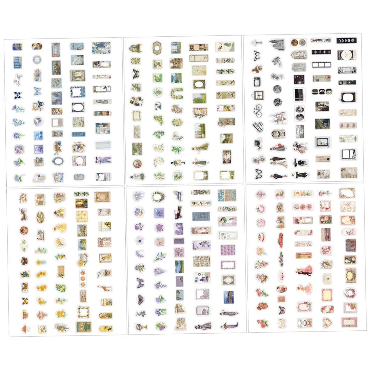 Sewroro 1200hojas Pegatinas Retro Autoadhesivas Para Scrapbooking y Journaling Decoraciones Delicadas Para Álbumes y Manualidades De Materiales Creativos