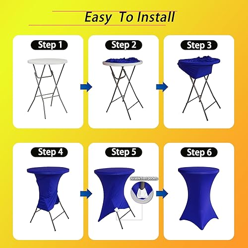 Miniatura 5 de Paquete de 2 manteles para mesa de cóctel, manteles de elastano ajustables de cóctel, manteles redondos elásticos para bar, boda, fiesta, banquete,