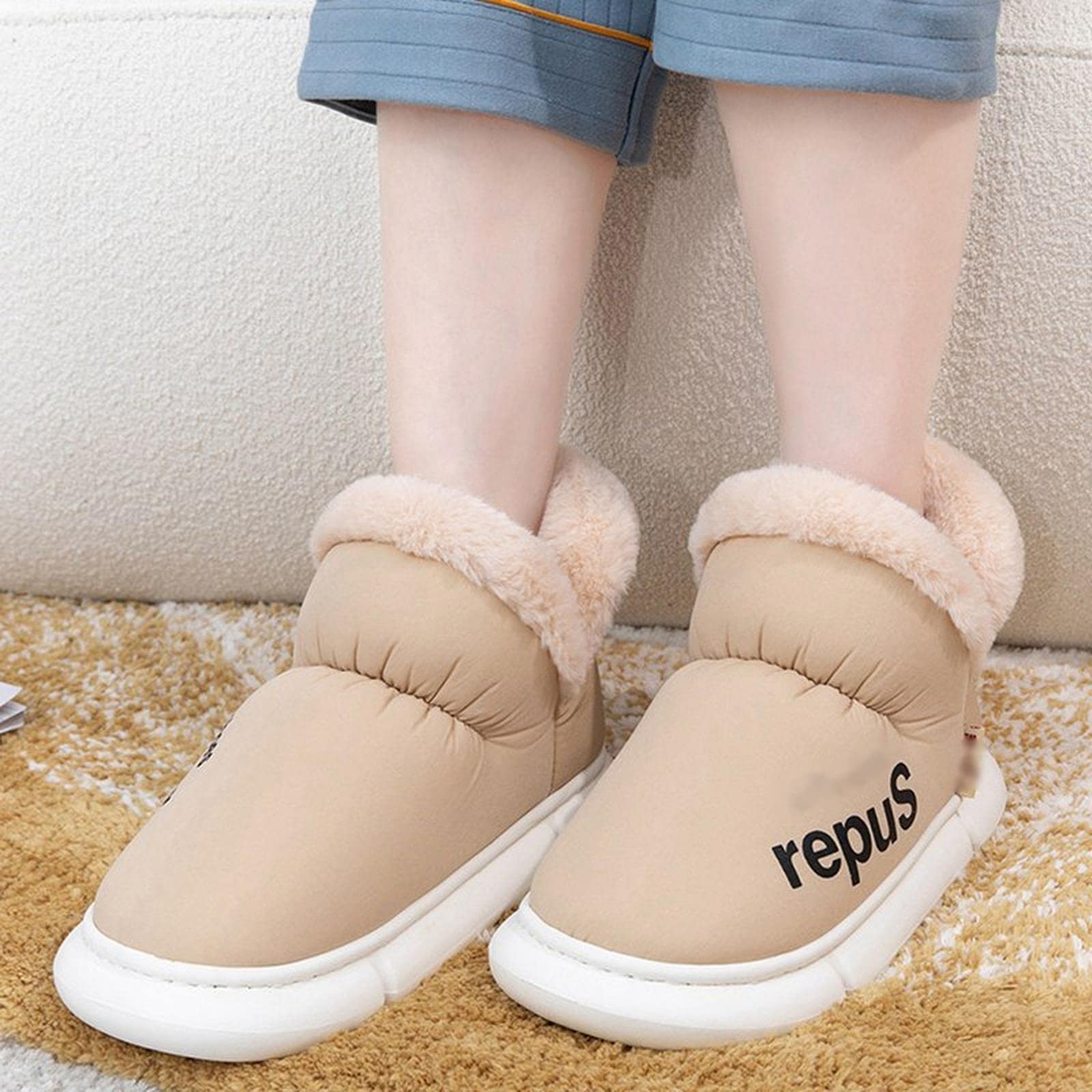 HIHELO Ciabatte Donna Invernali Peluche Inverno Da Donna Pantofole Per La Casa Pavimento Unisex Piattaforma Spessa Calzature Famme Stivali Di Cotone Caldi Coppie Pancione