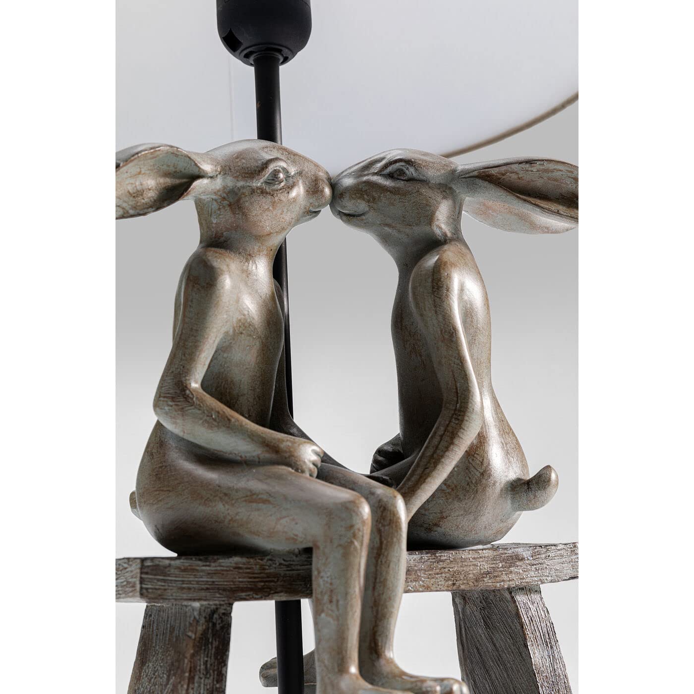 Kare Design Lampada da tavolo Animal Bunny Love, taupe, 53x31x31cm | motivo coppia di coniglietti, luce calda, stile vintage, shabby, casa campagna, lampadina non inclusa
