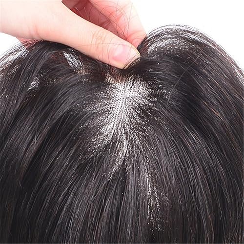 Miniatura 6 de Remeehi - Extensiones de cabello humano lacio corto de 7.1in, hechas a mano con clip para cubrir el cabello blanco, cinta de taúpe, 7.1in, color