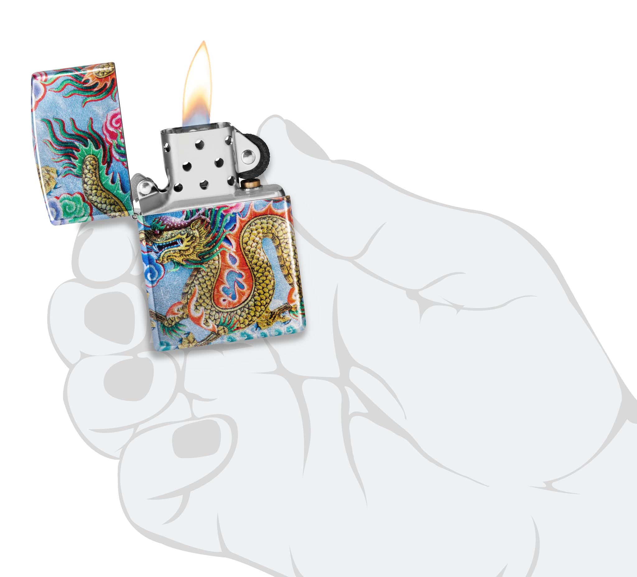 Zippo Benzin-Feuerzeug Color Dragon Design 60006581, unbefüllt