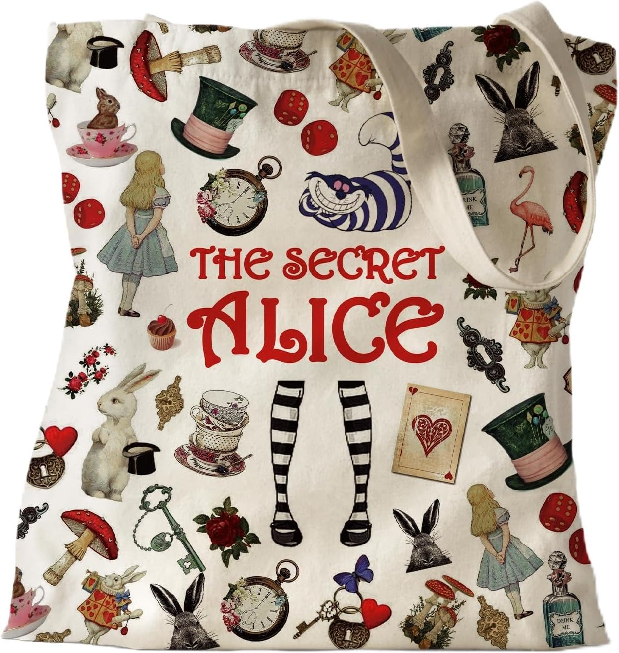 ZHANTUONE Fairy Tale Funny Canvas Large Shopping Capacity Grocery Tote Bag, Reusable with Zipper Inner Pockets, Gifts for Friends Coworker Bestie, Movie Lover Fairy Tale Fans