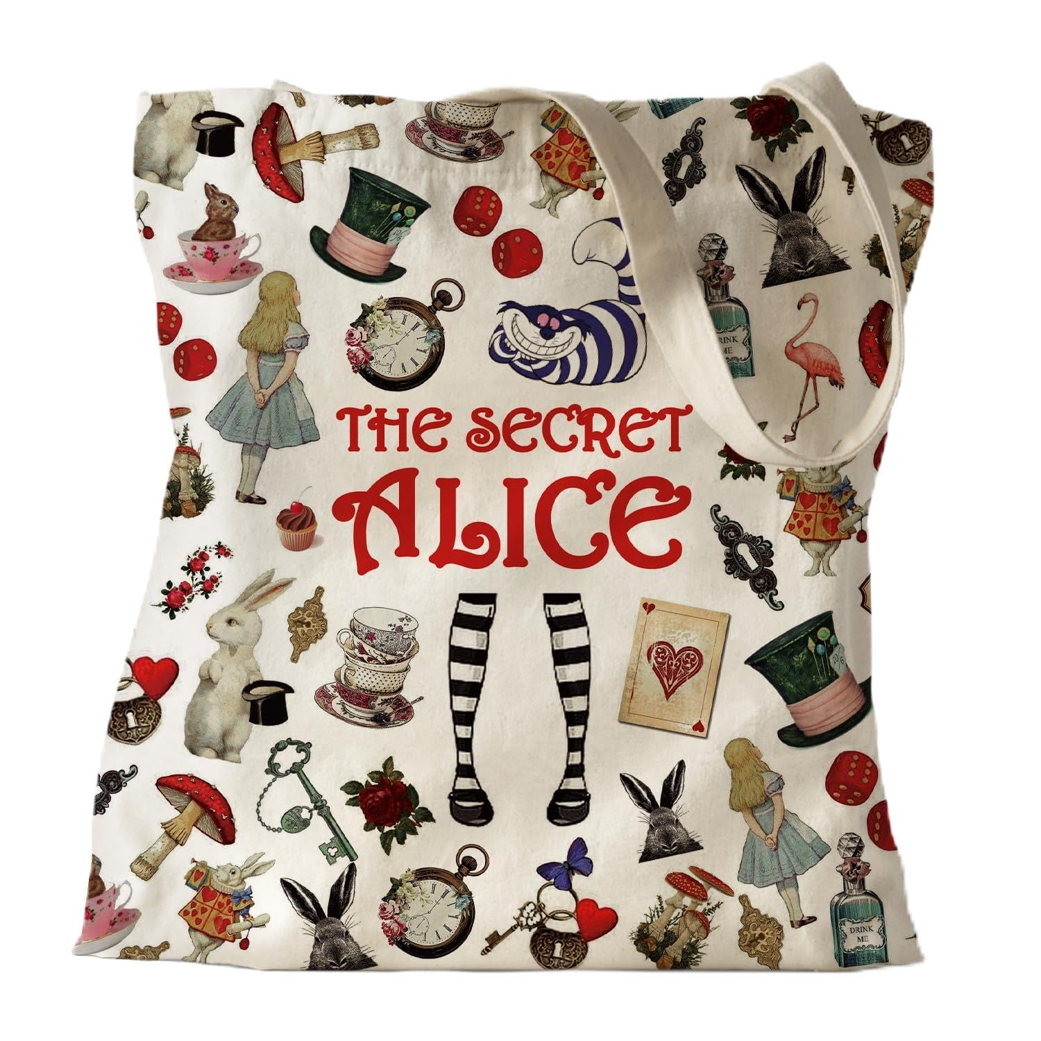 ZHANTUONE Fairy Tale Funny Canvas Large Shopping Capacity Grocery Tote Bag, Reusable with Zipper Inner Pockets, Gifts for Friends Coworker Bestie,