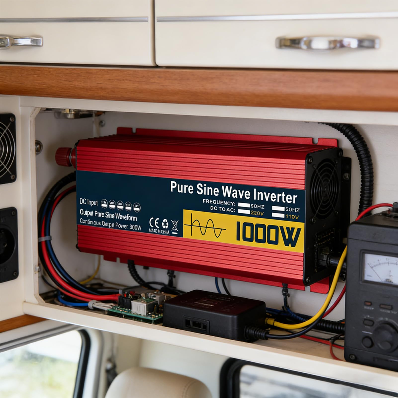 Inverter a Onda Sinusoidale Pura da 72V a 110V, 1000W CC 72V/60V/48V/24V/12V, Caricabatterie, Ingresso CC, Uscita CA, Inverter di Potenza Solare Fuori Rete 120V/230V per Camion, Casa(Size:12V to 220V)