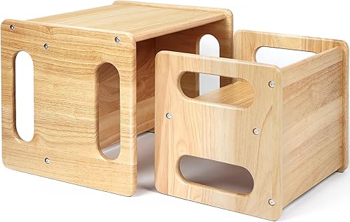 Ciao Stilista Montessori - Juego de mesa y silla de destete, muebles Montessori para leer, comedor, jugar y taburete, mesa y silla de destete para
