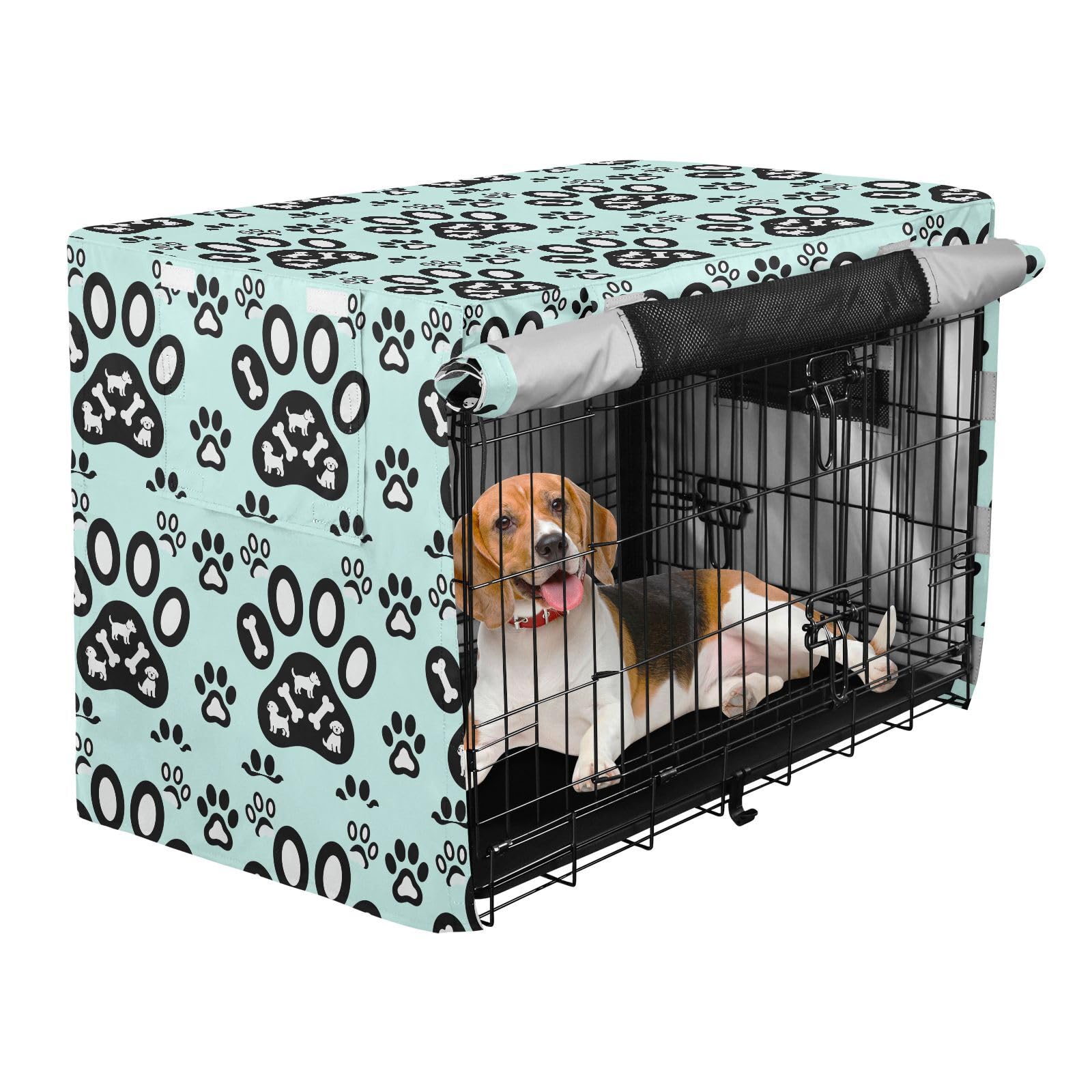 Housse de niche motif pattes et cœur pour le confort du chiot
