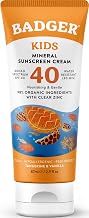 Badger Kids Mineral Sunscreen Cream SPF 40, Organic, Non-Toxic, 2.9 fl oz