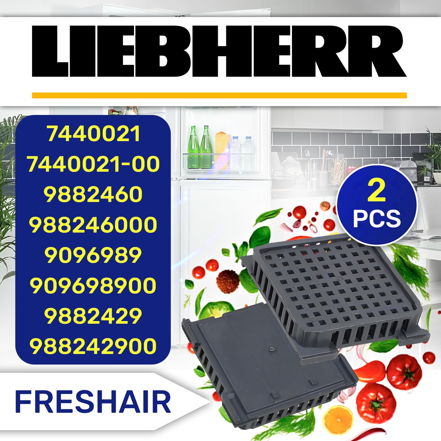 2 Pièces Filtre à Charbon Actif Frigo Congelateur Combiné avec Code Original 7440021 7440021-00 9882460 988246000 9096989 9882429 pour Liebherr FreshAir - MONTERAL