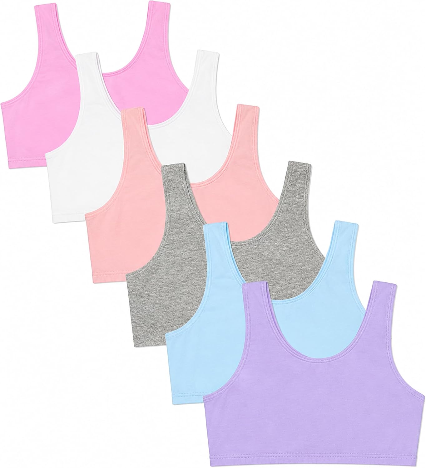 Fruit of the Loom Girls' Cotton Stretch Built-Up Sports Bra Multi-Pack