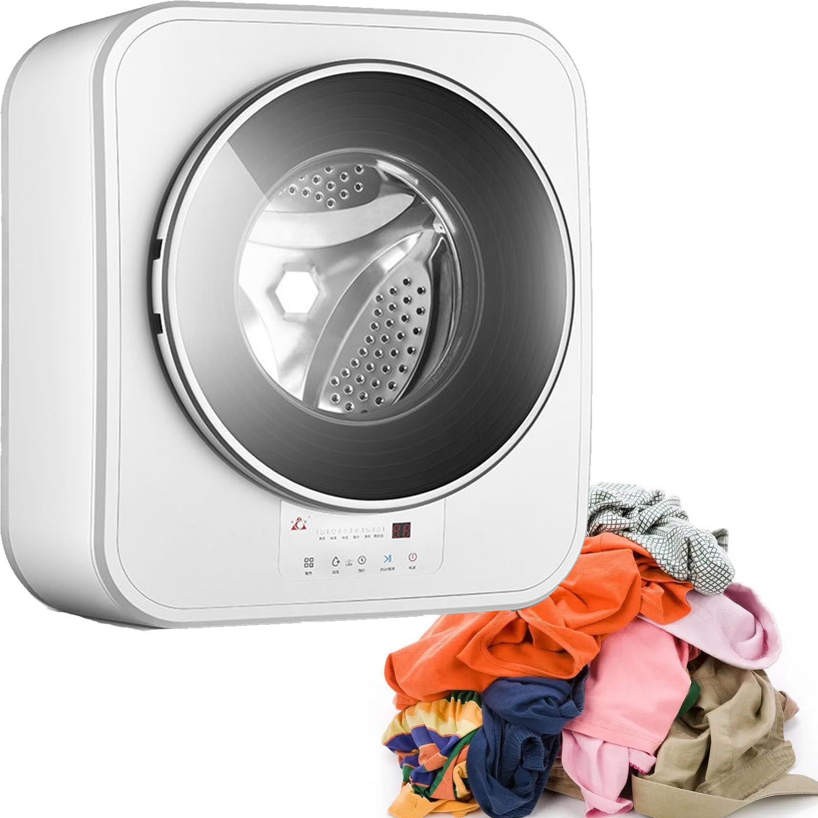 Mini Lavatrice a Parete con asciugatrice Aria Calda, capacità 3 kg, Lavatrice Calzini e Biancheria Intima Completamente Automatica, bollitura Alta Temperatura, Lavaggio rapido 15 Minuti