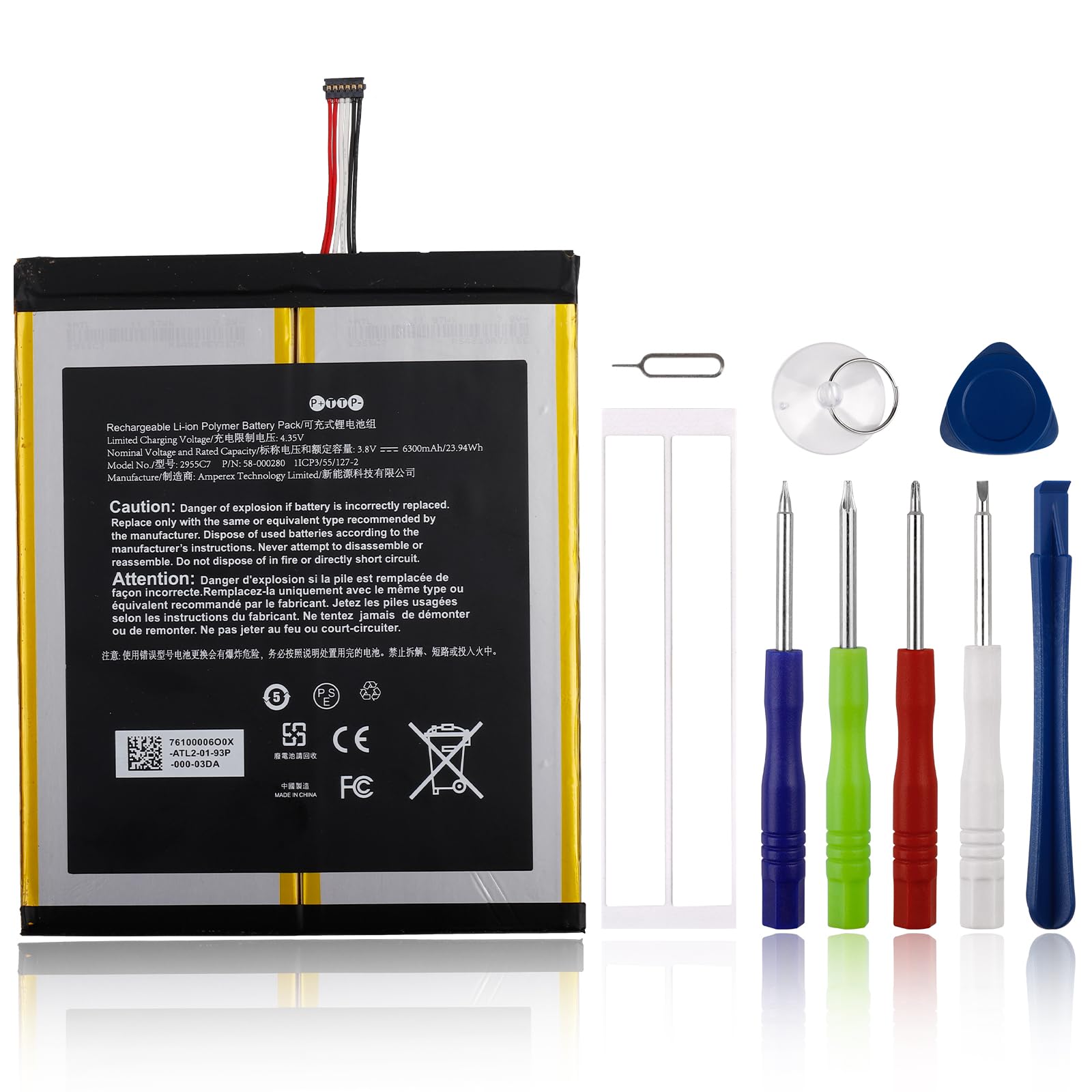 Batteria 58-000187 Compatibile Con Kindle Fire HD 10 (7ª Gen) – 6300mAh Con Kit Attrezzi