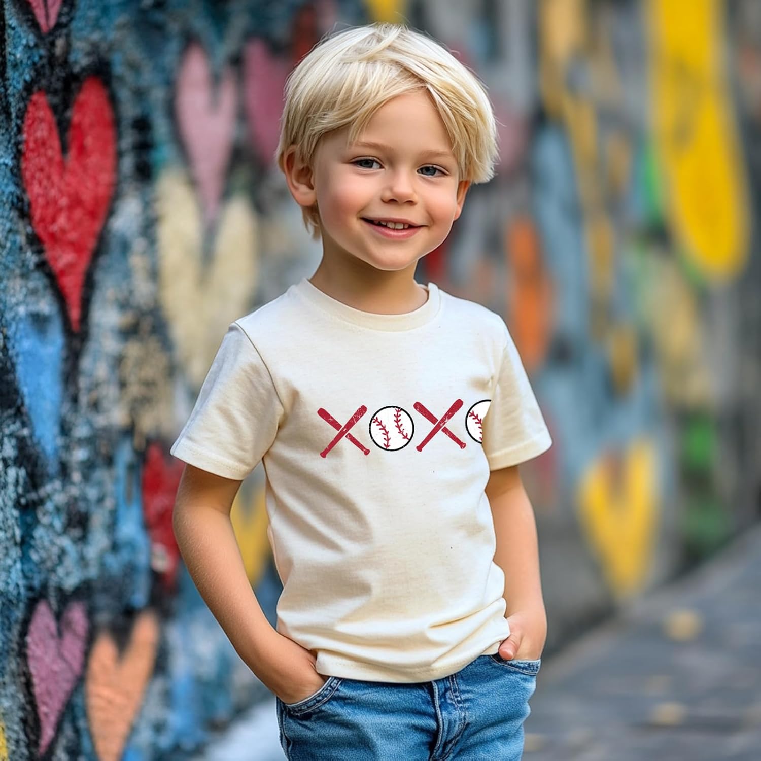 Toddler Boys Valentine's Day Shirt Retro Love Heart T-Shirt Kids Valentines Tees 2-10 Years - Image 2