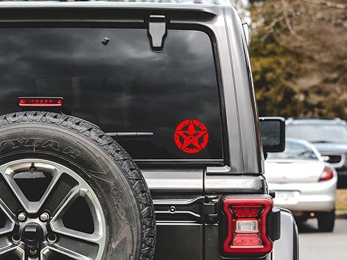 Miniatura 5 de URI728-R - 2 calcomanías de vinilo con diseño de calavera y estrella, para autos, camiones, SUV, motocicletas, ventanas, color rojo, 5.5 pulgadas,