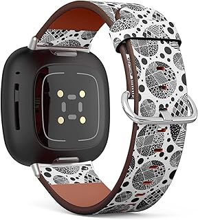 CJBROES Replacement Leather Watch Band, Compatible with Fitbit Versa 3 and Fitbit Sense of Wristband Bracelet Accessory - Circle