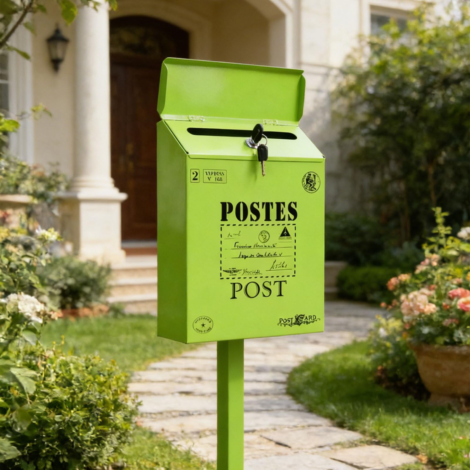 Cassetta postale artistica in ferro battuto con ampia capacità, ideale per posta, giornali, piccoli pacchetti, case e negozi