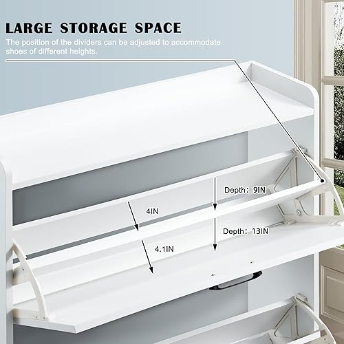 Miniatura 5 de Zapatero con 2 cajones abatibles, armario independiente de almacenamiento de zapatos para entrada, armarios ocultos para entrada con patas de metal,