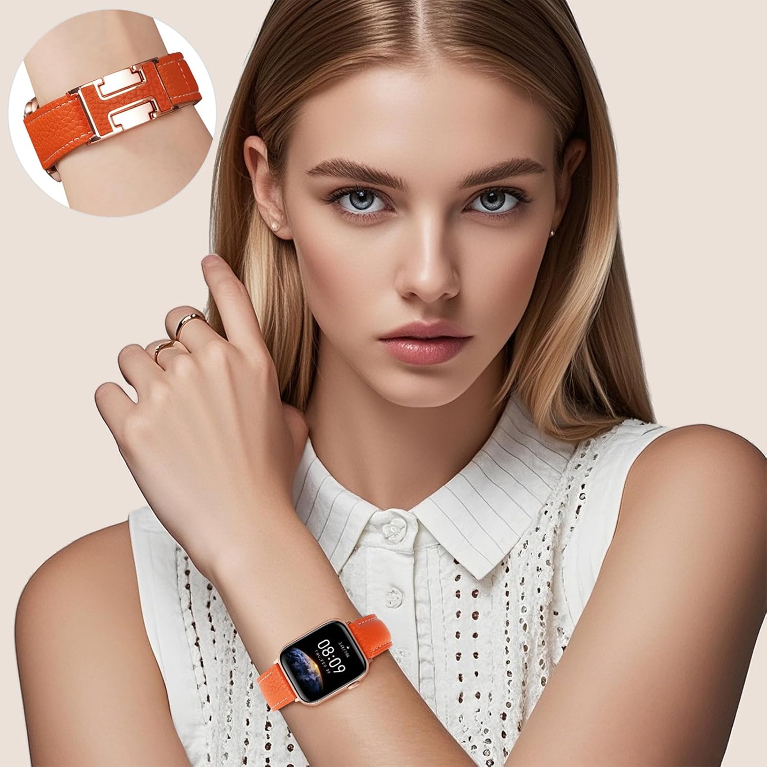 Leather Magnetic Band Compatible with Apple Watch Bands 38mm 40mm 41mm 42mm 44mm 45mm 46mm 49mm for Women Men,Top Grain Leather Designer Replacement Strap for iWatch Ultra SE Series11/10/9/8/7/6/5/4/3/2/1 - Image 4