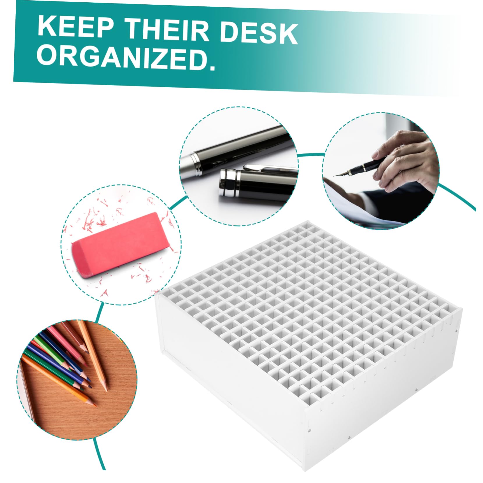 Portapenne Trasparente Bianco 240 Slot Organizer da Scrivania Abs | Portapenne Simpatico, Portapenne da Scrivania Simpatico, Accessori per Studiare, Portapastelli, Back To School Party