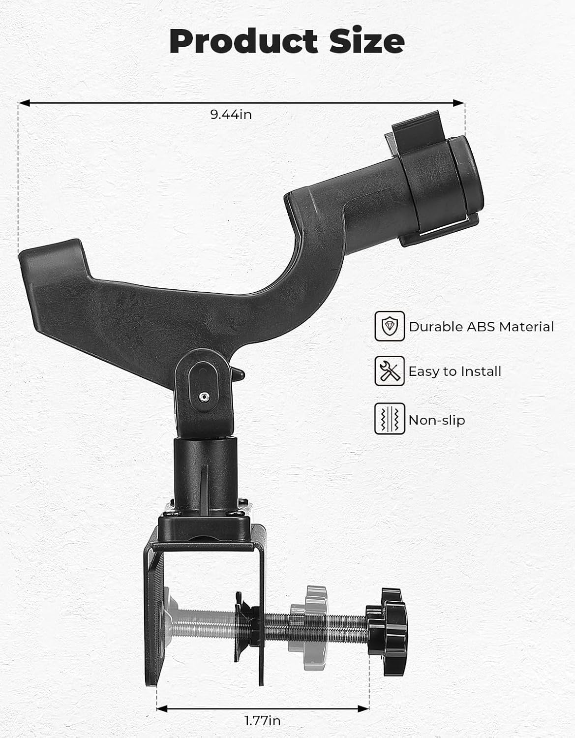 KEMIMOTO Fishing Rod Holders for Boat, Fishing Rod Holder with Clamp, Adjustable Fishing Pole Holders for Square Tubes