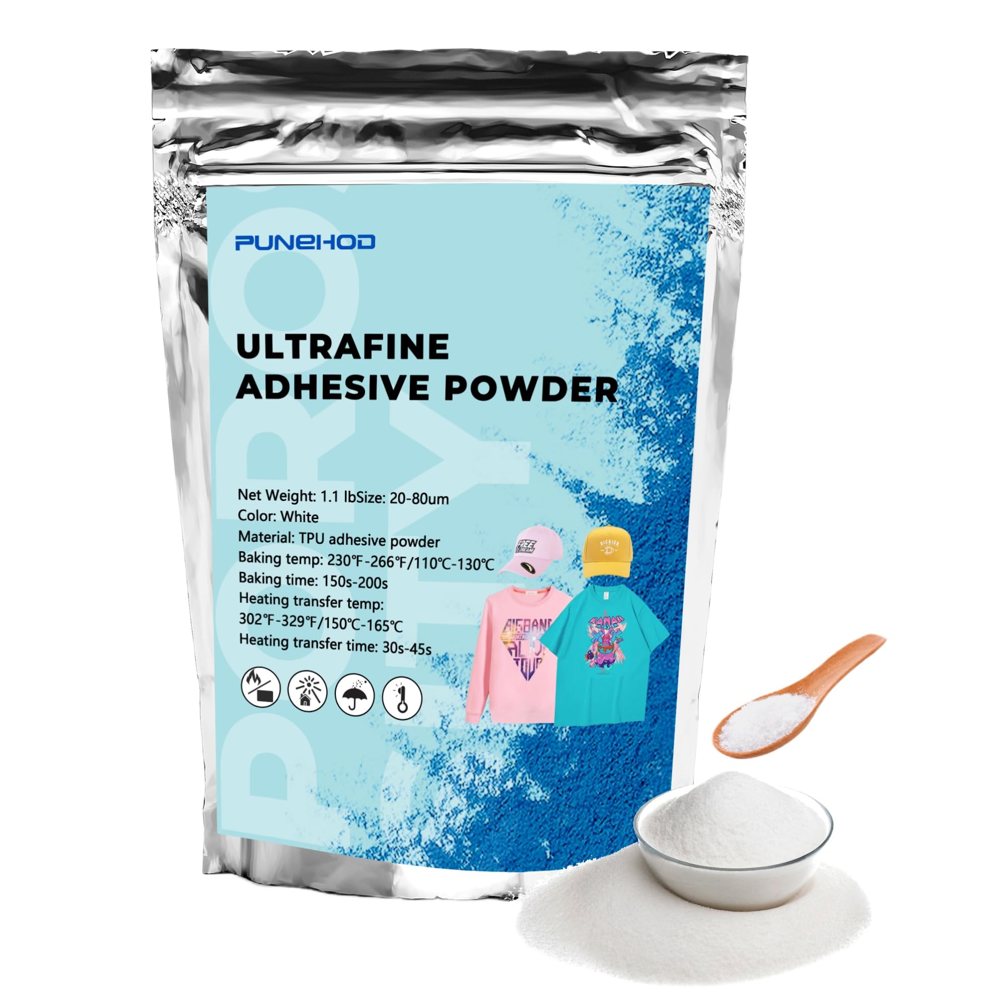 PUNEHOD DTF Transfer Powder White Digital Transfer Hot Melt Adhesive - 500 g/17.6 oz Preheat Powder for Heat Transfer PET Film Printing, DTF DTG Garment Prints Supplies