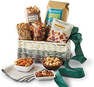 Snack Attack Basket, Popcorn, Nuts, Dried Fruit Snack Gift Basket, Sweet And Salty Snacks, All Occasion Gift, Office Or Family Sharing