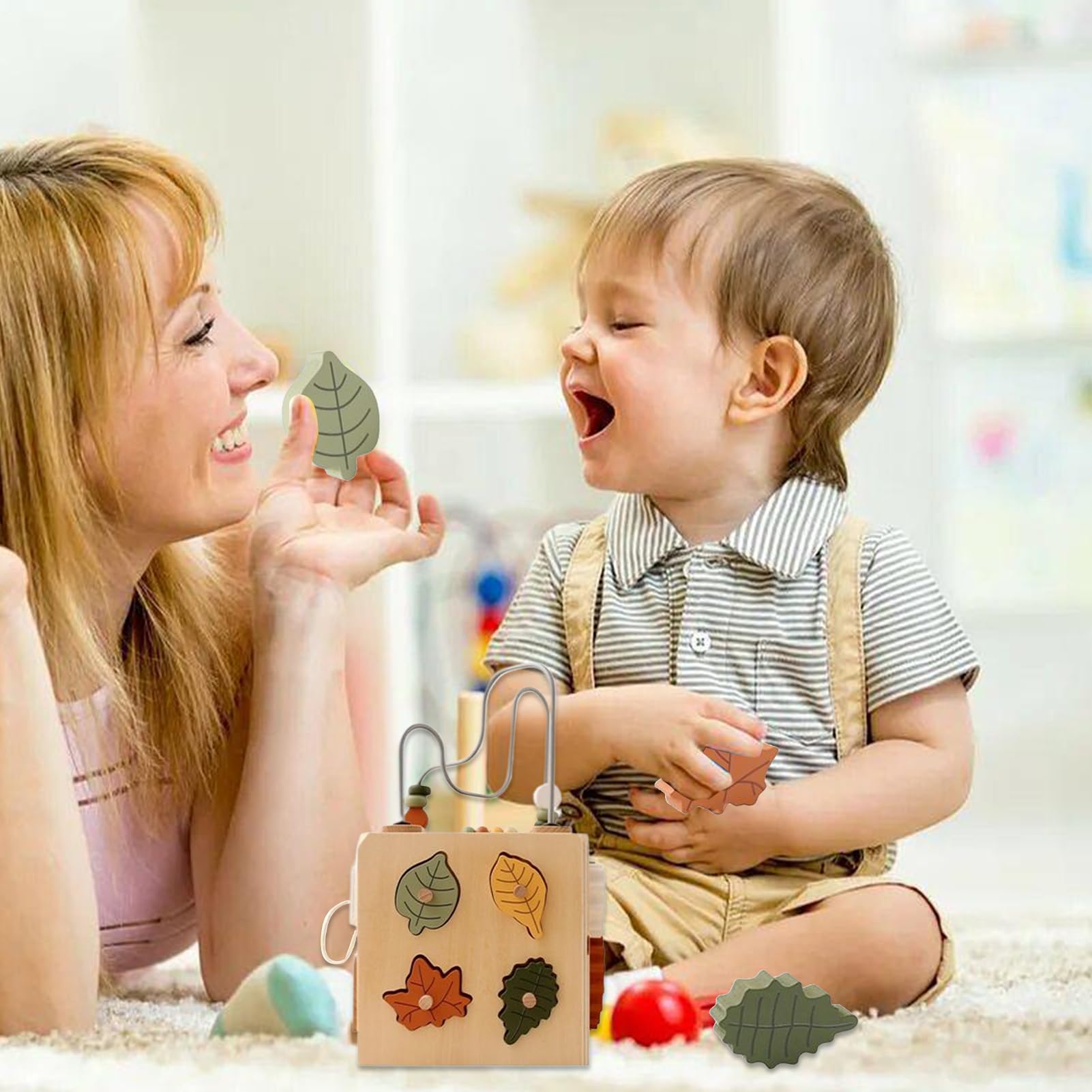 Perline Di Legno Da Infilare Giocattoli Con Perle Da Infilare | Giochi di Apprendimento con per Bambini 1-3 Anni Casa Viaggio Asilo