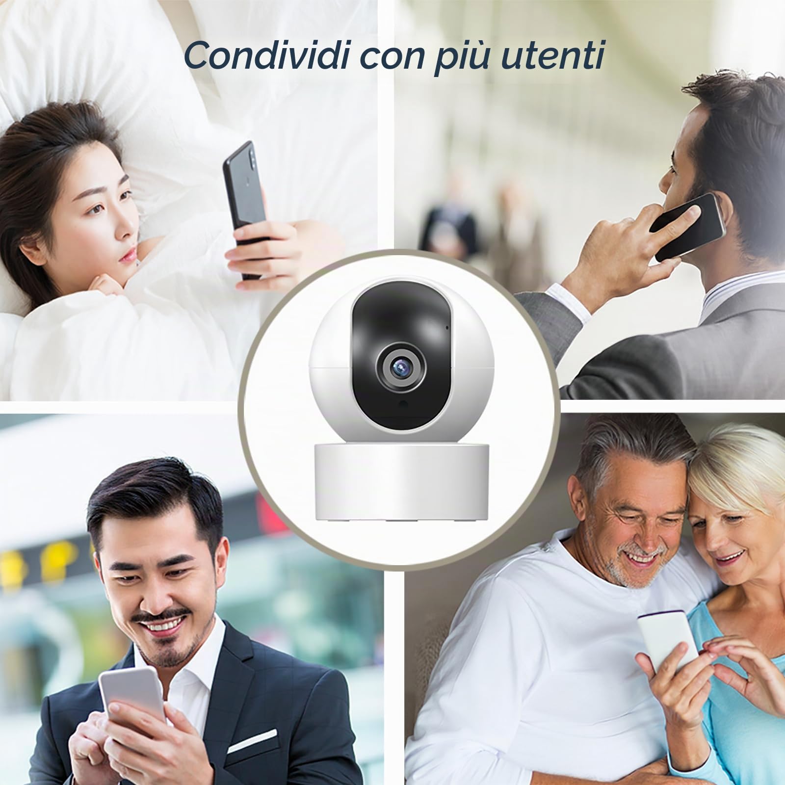 PGST Telecamera Wi-Fi Interno, 1080P Videocamera di Sorveglianza, Tracciamento del Movimento con Sirena, Telecamera WiFi con Rilevamento Umano, Audio Bidirezionale, Funziona con SMART LIFE APP