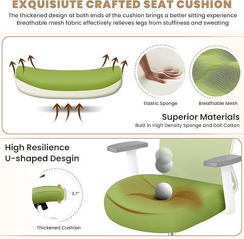 Miniatura 4 de Silla de oficina ergonómica con soporte lumbar ajustable, silla giratoria cómoda para computadora, silla ejecutiva resistente para oficina en casa