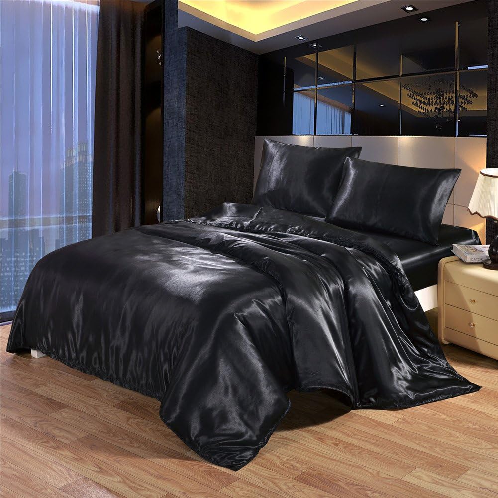 RoyalPie -Duvet Cover Sets- Silky Satin - Luxurious Exotic- Pillowcase Quilt Cover- Bed Sheet Set (Twin, #03)