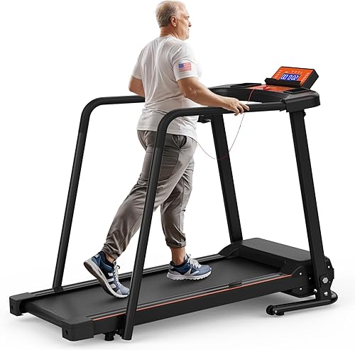 FYC Walking Treadmills for Home, Extended Handrails for Recovery Fitness, Portable Foldable Treadmill for Seniors with Optional APP Control, 300 LBS