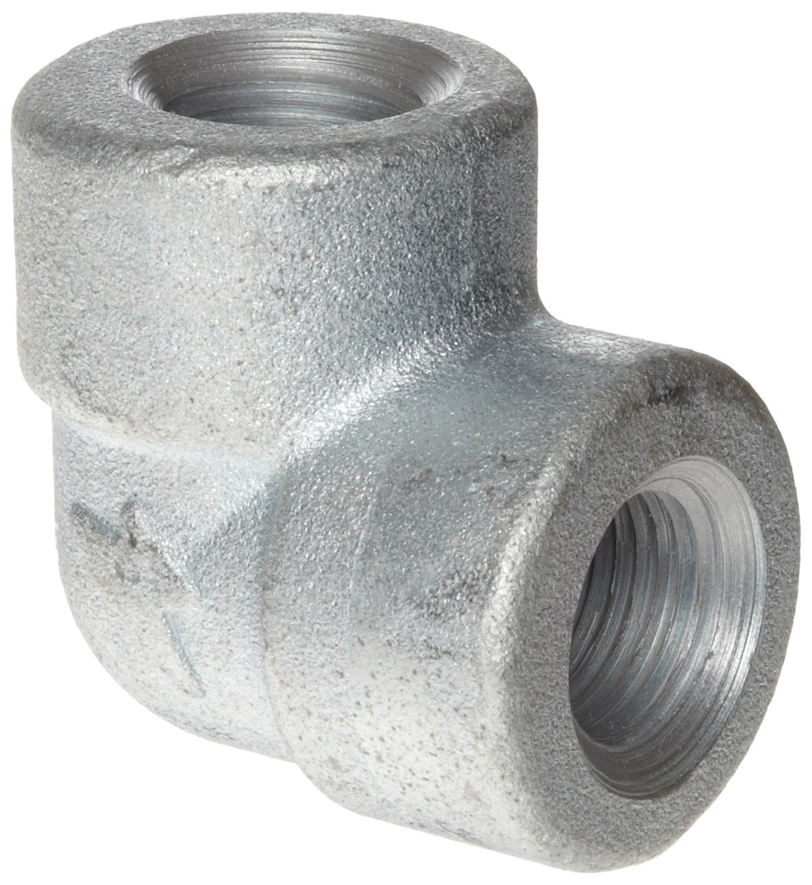 Anvil 2111 Forged Steel Pipe Fitting, Class 3000, 90 Degree Elbow, 1/2" NPT Female, Galvanized Finish