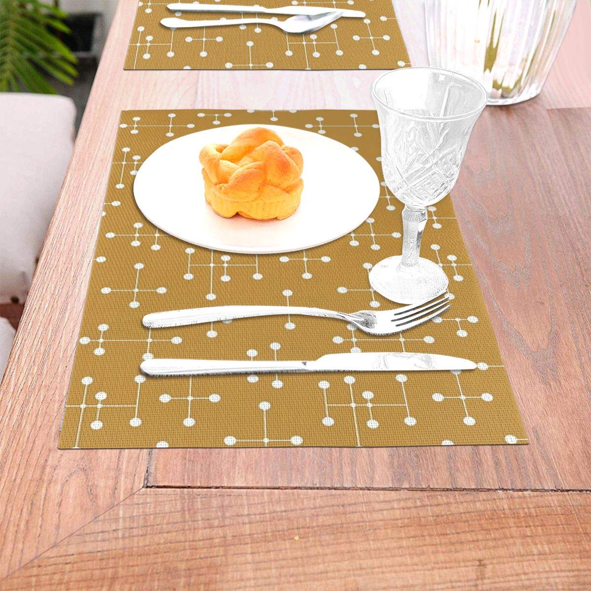 not Midcentury Modern Dots 26 Woven Placemat6 Piece Set of Placemats Pc Party Kitchen Dining Room Home Table Food Dinnerware Tableware Dishware Dishes Mat