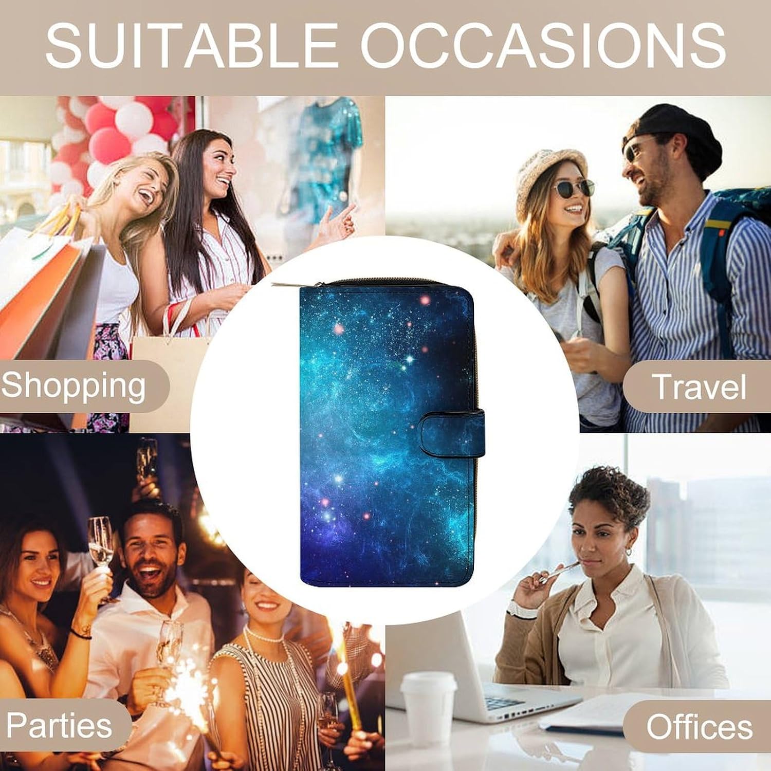 Galaxy Nebula Space Portable Leather Multifunctional Wallet