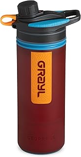 GRAYL GeoPress 24 oz Water Purifier Bottle - Filter for Hiking, Camping, Survival, Travel (Wanderer Red)