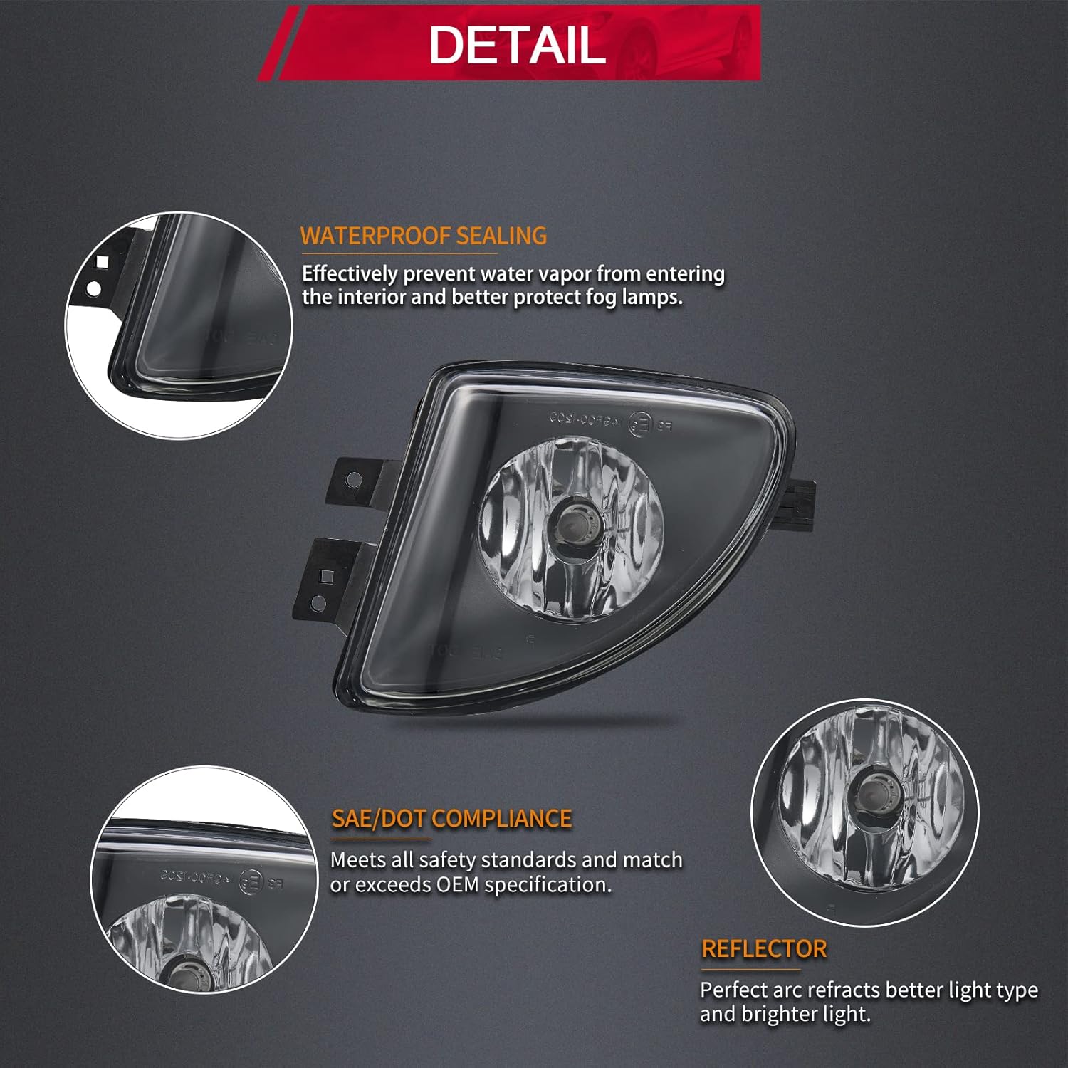 Fog Lights compatible with BMW 528i 535i 550i xDrive Sedan, ActiveHybrid 2011 2012 2013 5 Sedan F10 F11 5 Series 2pcs Clear Lens