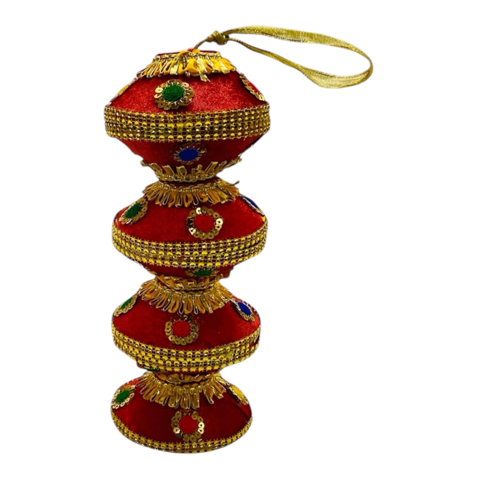Meri PASAND Traditional Punjabi Wedding Ghadoli Decoration, Red Velvet with Gold Embellishments, 4-Tier Handcrafted Mandaa